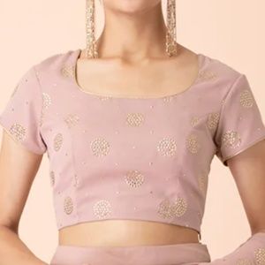 Blush Mukaish Foil Crop Top